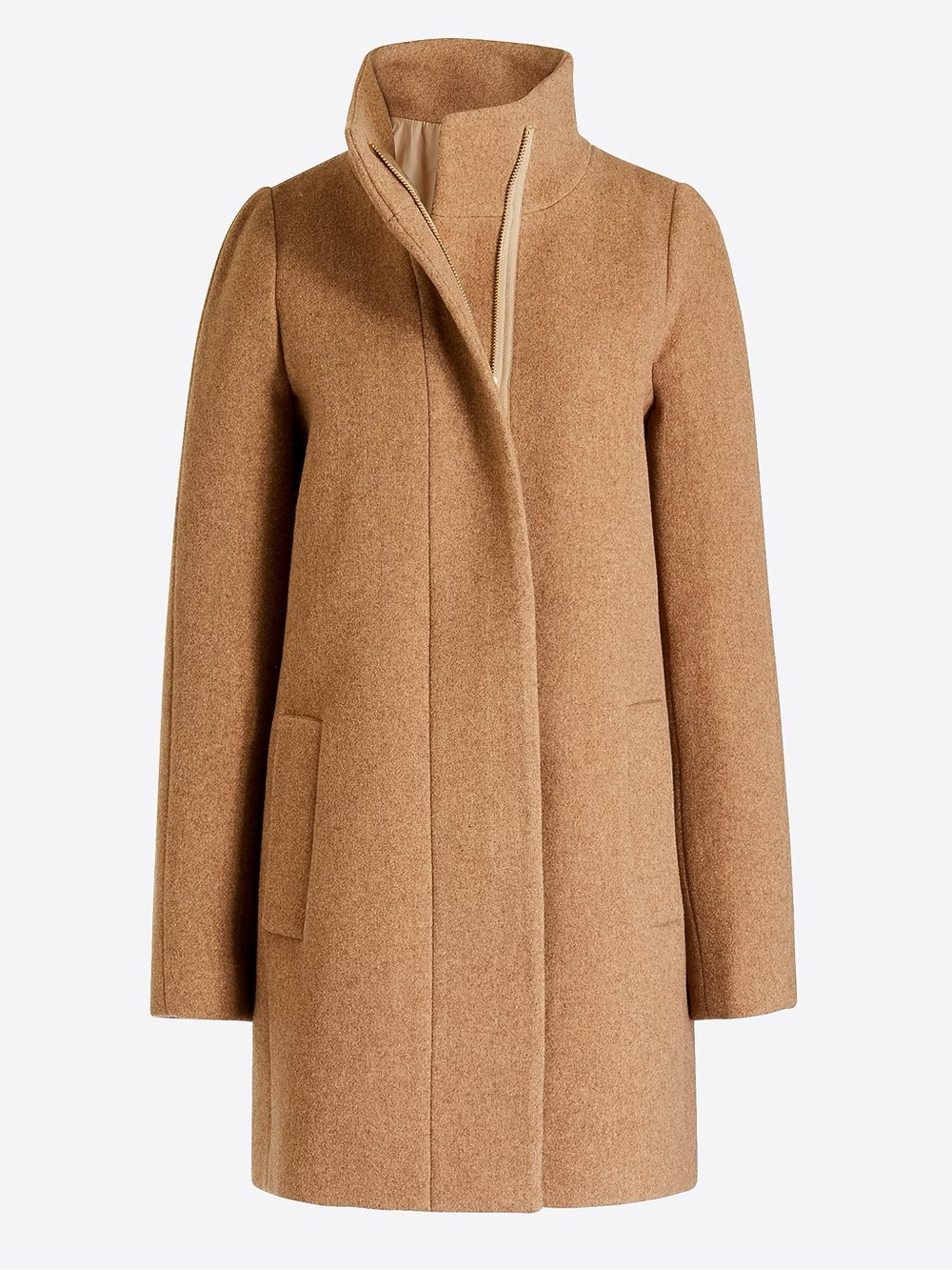 J. Crew Camel Wool-Blend Pea Coat - Zip Front - Picture 8 of 8